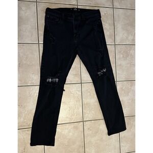 Hollister‎ Slim Straight Advanced Stretch Mens Jeans Black 34x32 Distressed